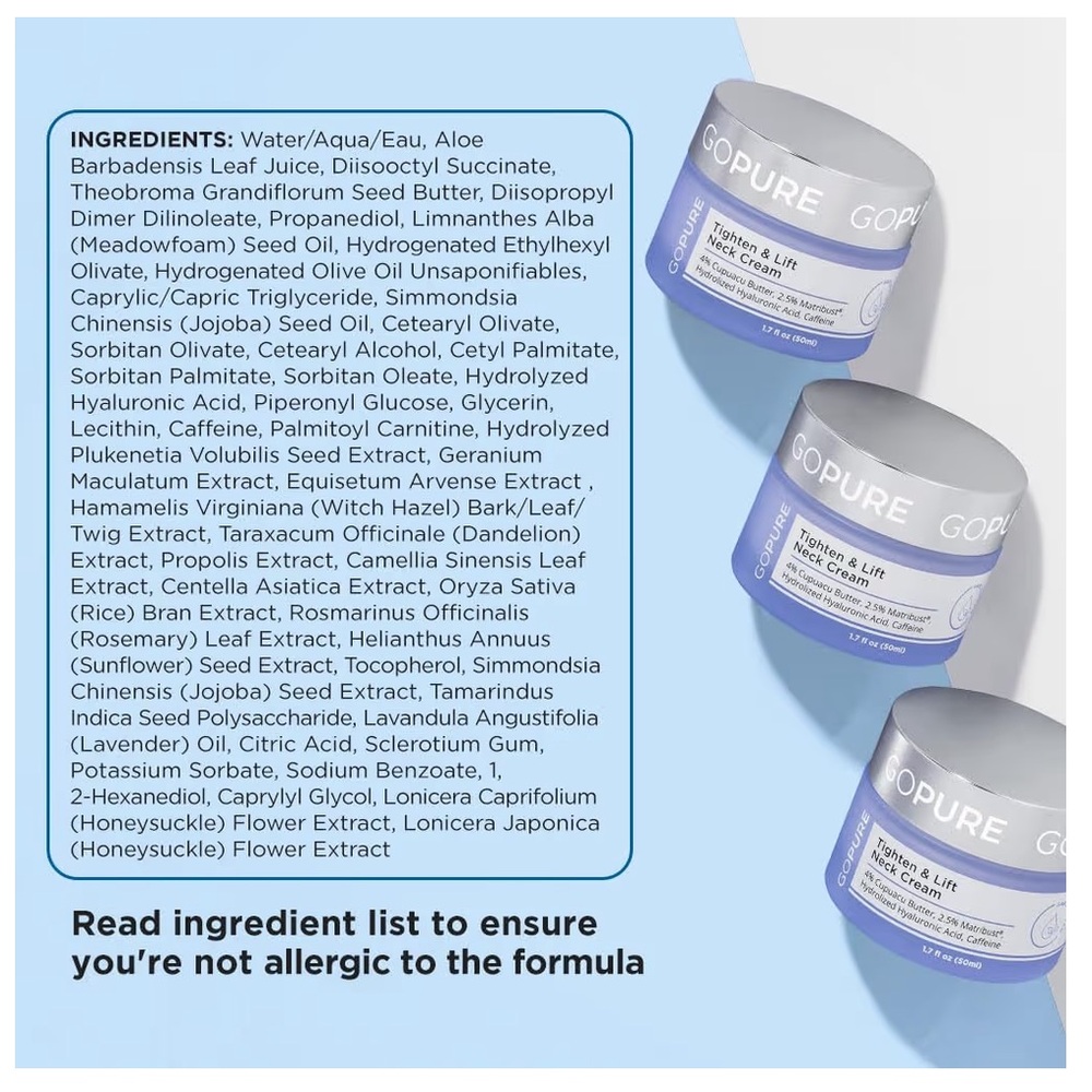 NIB goPure Tighten & Lift Neck Cream 1.7 fl oz (50ml) - Picture 5 of 12